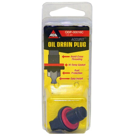 Ags Accufit Oil Drain Plug 1/2-20, 1 per Card, ODP-00016C ODP-00016C